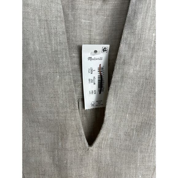Madewell Women's V-Neck Mini Dress in 100% Linen Natural Undyed S - Picture 7 of 13